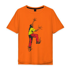 Мужская футболка хлопок Oversize с принтом Альпинист карабкается в Новосибирске, 100% хлопок | свободный крой, круглый ворот, “спинка” длиннее передней части | climb | альпинизм | альпинисты | горы | путь | скалолазанье | скалолазы | спорт