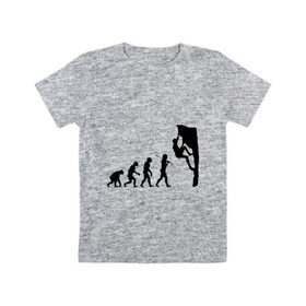 Детская футболка хлопок с принтом Эволюция альпиниста в Новосибирске, 100% хлопок | круглый вырез горловины, полуприлегающий силуэт, длина до линии бедер | Тематика изображения на принте: climb | climber | альпинизм | альпинист | альпинисты | горы | путь | скалолазанье | скалолазы | спорт | эволюция