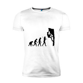 Мужская футболка премиум с принтом Эволюция альпиниста в Новосибирске, 92% хлопок, 8% лайкра | приталенный силуэт, круглый вырез ворота, длина до линии бедра, короткий рукав | climb | climber | альпинизм | альпинист | альпинисты | горы | путь | скалолазанье | скалолазы | спорт | эволюция