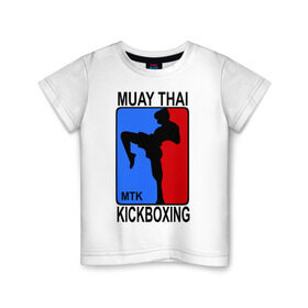 Детская футболка хлопок с принтом Muay Thai Kickboxing в Новосибирске, 100% хлопок | круглый вырез горловины, полуприлегающий силуэт, длина до линии бедер | Тематика изображения на принте: кикбоксинг | муай тай