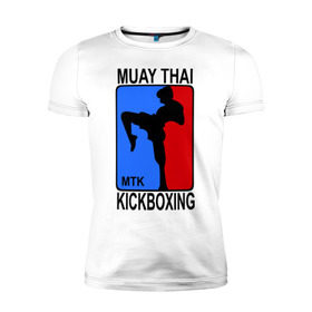 Мужская футболка премиум с принтом Muay Thai Kickboxing в Новосибирске, 92% хлопок, 8% лайкра | приталенный силуэт, круглый вырез ворота, длина до линии бедра, короткий рукав | Тематика изображения на принте: кикбоксинг | муай тай