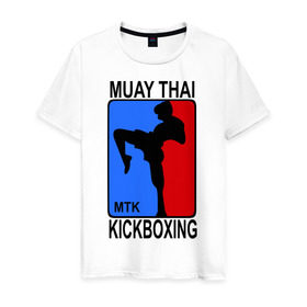 Мужская футболка хлопок с принтом Muay Thai Kickboxing в Новосибирске, 100% хлопок | прямой крой, круглый вырез горловины, длина до линии бедер, слегка спущенное плечо. | Тематика изображения на принте: кикбоксинг | муай тай