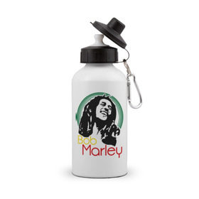 Бутылка спортивная с принтом Saint Bob Marley в Новосибирске, металл | емкость — 500 мл, в комплекте две пластиковые крышки и карабин для крепления | Тематика изображения на принте: bob marley | saint bob marley | боб марли | музыка | регги
