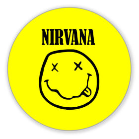 Коврик круглый с принтом Nirvana logo в Новосибирске, резина и полиэстер | круглая форма, изображение наносится на всю лицевую часть | cobain | nirvana | rock | smells like teen spirit | кобейн | нирвана | рок