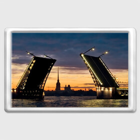 Магнит 45*70 с принтом Мосты Спб в Новосибирске, Пластик | Размер: 78*52 мм; Размер печати: 70*45 | Тематика изображения на принте: достопримечательности | мост | мосты | питер | разводной мост