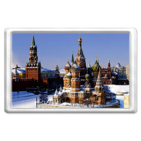 Магнит 45*70 с принтом Зимний Кремль в Новосибирске, Пластик | Размер: 78*52 мм; Размер печати: 70*45 | moscow | достопримечательности | кремель | москва