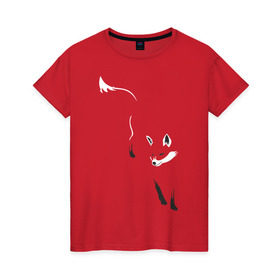 Женская футболка хлопок с принтом Лиса в Новосибирске, 100% хлопок | прямой крой, круглый вырез горловины, длина до линии бедер, слегка спущенное плечо | девушкам | животные | лисенок | лисица