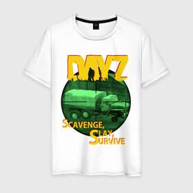 Мужская футболка хлопок с принтом DayZ прицел в Новосибирске, 100% хлопок | прямой крой, круглый вырез горловины, длина до линии бедер, слегка спущенное плечо. | dayz | scavenge slay survive | игры | компьютерные игры