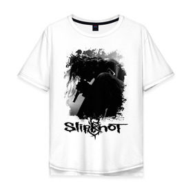 Мужская футболка хлопок Oversize с принтом slipknot corey taylor в Новосибирске, 100% хлопок | свободный крой, круглый ворот, “спинка” длиннее передней части | metall | rock | slipknot | slipknot corey taylo | метал | металл | нью метал | панк рок | рок