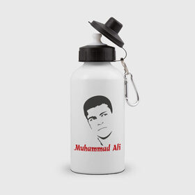 Бутылка спортивная с принтом Muhammad Ali (2) в Новосибирске, металл | емкость — 500 мл, в комплекте две пластиковые крышки и карабин для крепления | Тематика изображения на принте: мухаммед али