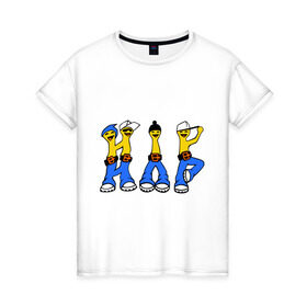 Женская футболка хлопок с принтом HIP HOP пацаны в Новосибирске, 100% хлопок | прямой крой, круглый вырез горловины, длина до линии бедер, слегка спущенное плечо | хип хоп