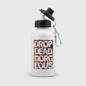 Бутылка спортивная с принтом Drop Dead, Gorgeous в Новосибирске, металл | емкость — 500 мл, в комплекте две пластиковые крышки и карабин для крепления | drop dead