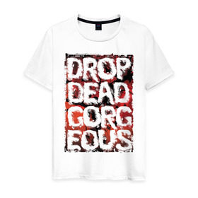 Мужская футболка хлопок с принтом Drop Dead, Gorgeous в Новосибирске, 100% хлопок | прямой крой, круглый вырез горловины, длина до линии бедер, слегка спущенное плечо. | drop dead