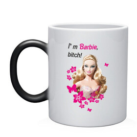 Кружка хамелеон с принтом I `m Barbie, bitch в Новосибирске, керамика | меняет цвет при нагревании, емкость 330 мл | 90 | 90 е | barbie | барби | кукла | ностальгия