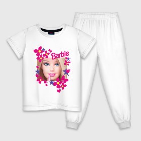 Детская пижама хлопок с принтом Барби красавица в Новосибирске, 100% хлопок |  брюки и футболка прямого кроя, без карманов, на брюках мягкая резинка на поясе и по низу штанин
 | Тематика изображения на принте: 90 | 90 е | barbie | барби | ностальгия