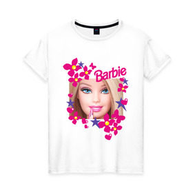 Женская футболка хлопок с принтом Барби красавица в Новосибирске, 100% хлопок | прямой крой, круглый вырез горловины, длина до линии бедер, слегка спущенное плечо | Тематика изображения на принте: 90 | 90 е | barbie | барби | ностальгия