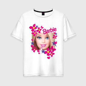 Женская футболка хлопок Oversize с принтом Барби красавица в Новосибирске, 100% хлопок | свободный крой, круглый ворот, спущенный рукав, длина до линии бедер
 | 90 | 90 е | barbie | барби | ностальгия