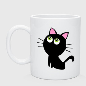 Кружка с принтом Маленький котенок в Новосибирске, керамика | объем — 330 мл, диаметр — 80 мм. Принт наносится на бока кружки, можно сделать два разных изображения | киса | котенок | котик | кошка | черная кошка | черный кот