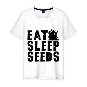 Мужская футболка хлопок с принтом Eat sleep seeds в Новосибирске, 100% хлопок | прямой крой, круглый вырез горловины, длина до линии бедер, слегка спущенное плечо. | админские | для админов | есть | сисадминам | спать