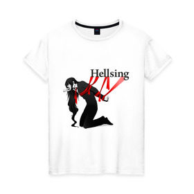 Женская футболка хлопок с принтом Hellsing ленты в Новосибирске, 100% хлопок | прямой крой, круглый вырез горловины, длина до линии бедер, слегка спущенное плечо | anime | hellsing | аниме | анимэ | манга | хеллсинг