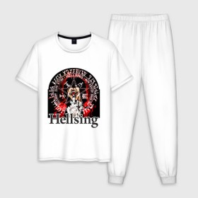 Мужская пижама хлопок с принтом Hellsing символ Алукарда в Новосибирске, 100% хлопок | брюки и футболка прямого кроя, без карманов, на брюках мягкая резинка на поясе и по низу штанин
 | anime | hellsing | аниме | анимэ | манга | хеллсинг