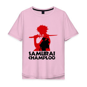 Мужская футболка хлопок Oversize с принтом Самурай Champloo в Новосибирске, 100% хлопок | свободный крой, круглый ворот, “спинка” длиннее передней части | anime | samurai champloo | аниме | анимэ | самурай чамплу