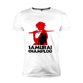 Мужская футболка премиум с принтом Самурай Champloo в Новосибирске, 92% хлопок, 8% лайкра | приталенный силуэт, круглый вырез ворота, длина до линии бедра, короткий рукав | anime | samurai champloo | аниме | анимэ | самурай чамплу