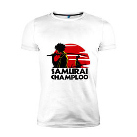 Мужская футболка премиум с принтом Самурай Champloo закат в Новосибирске, 92% хлопок, 8% лайкра | приталенный силуэт, круглый вырез ворота, длина до линии бедра, короткий рукав | anime | samurai champloo | аниме | анимэ | самурай чамплу