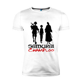 Мужская футболка премиум с принтом Самурай Чамплоо в Новосибирске, 92% хлопок, 8% лайкра | приталенный силуэт, круглый вырез ворота, длина до линии бедра, короткий рукав | Тематика изображения на принте: anime | samurai champloo | аниме | анимэ | самурай чамплу