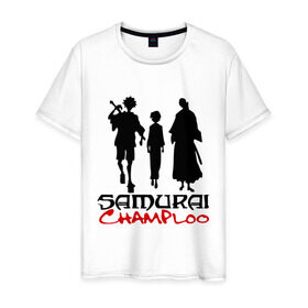 Мужская футболка хлопок с принтом Самурай Чамплоо в Новосибирске, 100% хлопок | прямой крой, круглый вырез горловины, длина до линии бедер, слегка спущенное плечо. | anime | samurai champloo | аниме | анимэ | самурай чамплу