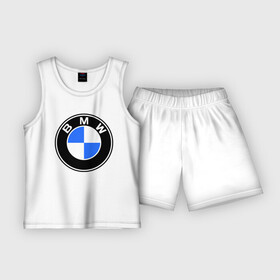 Детская пижама с шортами хлопок с принтом Logo BMW в Новосибирске,  |  | автобренды | автомобильные | бмв | лого | машина | тачка