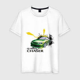 Мужская футболка хлопок с принтом toyota chaser зеленая в Новосибирске, 100% хлопок | прямой крой, круглый вырез горловины, длина до линии бедер, слегка спущенное плечо. | chaser | toyota | toyota chaser зеленая | зеленая | тоета | тойета | тойота