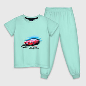 Детская пижама хлопок с принтом toyota supra красная в Новосибирске, 100% хлопок |  брюки и футболка прямого кроя, без карманов, на брюках мягкая резинка на поясе и по низу штанин
 | tourer | toyota supra | супра | тойота | японские автомобили