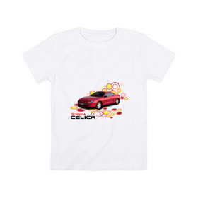 Детская футболка хлопок с принтом toyota celica красная в Новосибирске, 100% хлопок | круглый вырез горловины, полуприлегающий силуэт, длина до линии бедер | celica | toyota celica | тойота | целика | японские автомобили