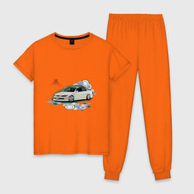 Женская пижама хлопок с принтом Honda ACCORD в Новосибирске, 100% хлопок | брюки и футболка прямого кроя, без карманов, на брюках мягкая резинка на поясе и по низу штанин | honda | honda accord | tourer | хонда аккорд | японские автомобили