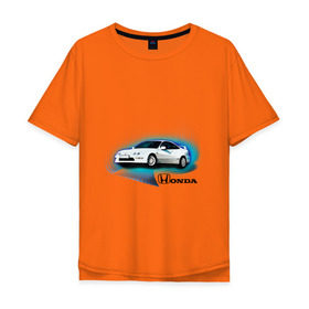 Мужская футболка хлопок Oversize с принтом Honda INTEGRA в Новосибирске, 100% хлопок | свободный крой, круглый ворот, “спинка” длиннее передней части | honda interga | tourer | ходна интегра | японские автомобили