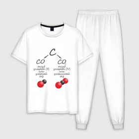 Мужская пижама хлопок с принтом Шпаргалка по химии СО2 в Новосибирске, 100% хлопок | брюки и футболка прямого кроя, без карманов, на брюках мягкая резинка на поясе и по низу штанин
 | химия | шпаргалка | шпора