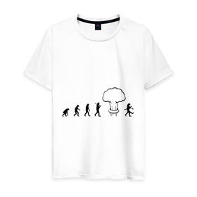 Мужская футболка хлопок с принтом Эволюция после взрыва в Новосибирске, 100% хлопок | прямой крой, круглый вырез горловины, длина до линии бедер, слегка спущенное плечо. | атомная бомба | мутант | радиация | эволюция | экология | ядерный взрыв