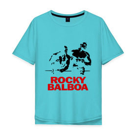 Мужская футболка хлопок Oversize с принтом Rocky Balboa в Новосибирске, 100% хлопок | свободный крой, круглый ворот, “спинка” длиннее передней части | boxing | боксер | роки | рокки | рокки бальбоа | спорт