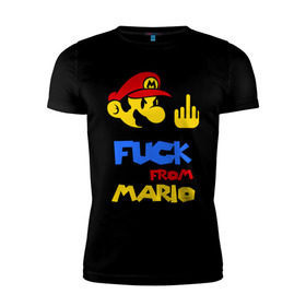 Мужская футболка премиум с принтом Fuck From Mario в Новосибирске, 92% хлопок, 8% лайкра | приталенный силуэт, круглый вырез ворота, длина до линии бедра, короткий рукав | nintendo | марио | нинтендо