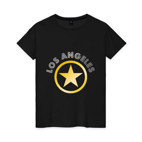 Женская футболка хлопок с принтом Los Angeles в Новосибирске, 100% хлопок | прямой крой, круглый вырез горловины, длина до линии бедер, слегка спущенное плечо | америка | голливуд | звезда | лос анджелес | сша