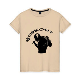 Женская футболка хлопок с принтом WorkOut B в Новосибирске, 100% хлопок | прямой крой, круглый вырез горловины, длина до линии бедер, слегка спущенное плечо | 