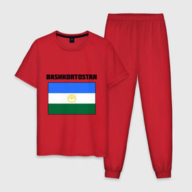 Мужская пижама хлопок с принтом Bashkortostan flag в Новосибирске, 100% хлопок | брюки и футболка прямого кроя, без карманов, на брюках мягкая резинка на поясе и по низу штанин
 | Тематика изображения на принте: башкирия | башкортостан | регионы россии | флаг башкирии
