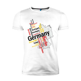 Мужская футболка премиум с принтом Германия (крупные города) в Новосибирске, 92% хлопок, 8% лайкра | приталенный силуэт, круглый вырез ворота, длина до линии бедра, короткий рукав | germany | германия | город | города | для туристов | туристические