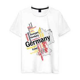 Мужская футболка хлопок с принтом Германия (крупные города) в Новосибирске, 100% хлопок | прямой крой, круглый вырез горловины, длина до линии бедер, слегка спущенное плечо. | germany | германия | город | города | для туристов | туристические