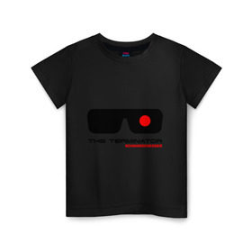 Детская футболка хлопок с принтом The Terminator в Новосибирске, 100% хлопок | круглый вырез горловины, полуприлегающий силуэт, длина до линии бедер | terminator | очки терминатор | терминатор | шварценеггер | шварцнеггер