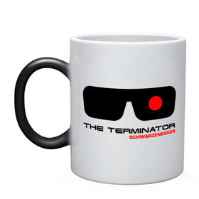 Кружка хамелеон с принтом The Terminator в Новосибирске, керамика | меняет цвет при нагревании, емкость 330 мл | Тематика изображения на принте: terminator | очки терминатор | терминатор | шварценеггер | шварцнеггер