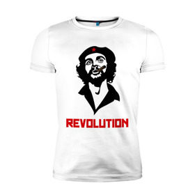 Мужская футболка премиум с принтом Che Guevara Revolution в Новосибирске, 92% хлопок, 8% лайкра | приталенный силуэт, круглый вырез ворота, длина до линии бедра, короткий рукав | че гевара