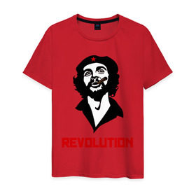 Мужская футболка хлопок с принтом Che Guevara Revolution в Новосибирске, 100% хлопок | прямой крой, круглый вырез горловины, длина до линии бедер, слегка спущенное плечо. | Тематика изображения на принте: че гевара