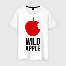 Мужская футболка хлопок с принтом Wild Apple в Новосибирске, 100% хлопок | прямой крой, круглый вырез горловины, длина до линии бедер, слегка спущенное плечо. | 